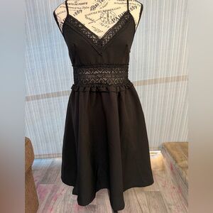 NWOT Black Lace-Trim Fit & Flare Dress